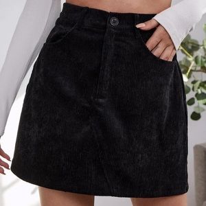 NWOT Black Corduroy Skirt